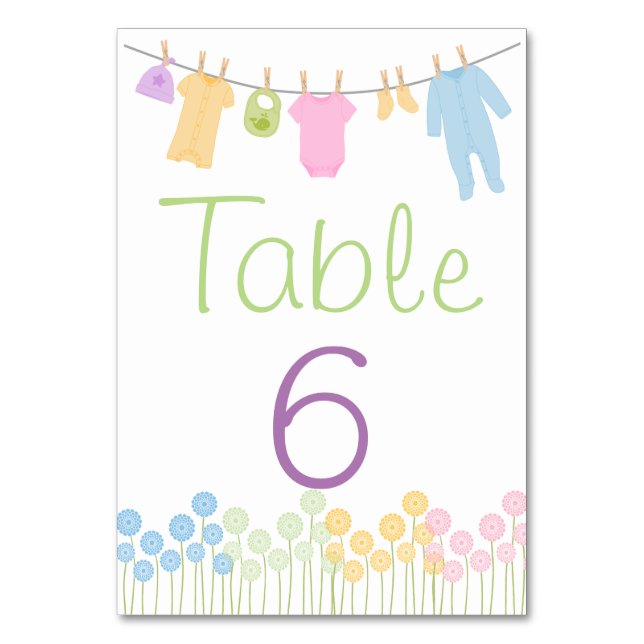 Little Clothes Shower Bord Card Bordsnummer (Framsidan)