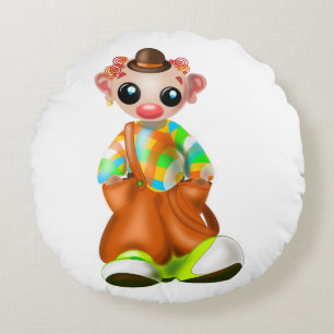 Little Clown Round Pillow Circus Rund Kudde