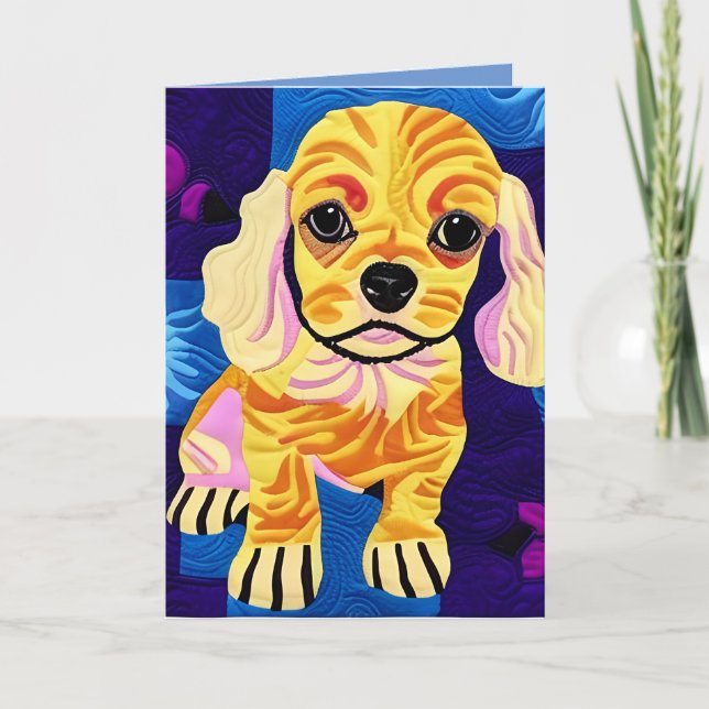 Little Cocker Spain Puppy Quilt like Design Tack Kort (Framsida)