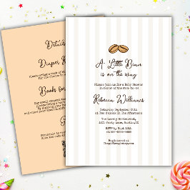 Little Coffee Bean QR code all in one Baby Shower  Inbjudningar