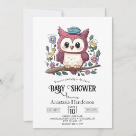 Little Colorful Uggla Baby Shower Inbjudningar