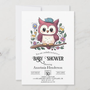 Little Colorful Uggla Baby Shower Inbjudningar