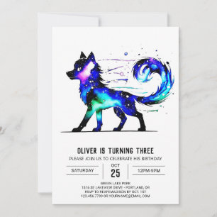 Little Colorful Varg Digital Boy Birthday Inbjudningar