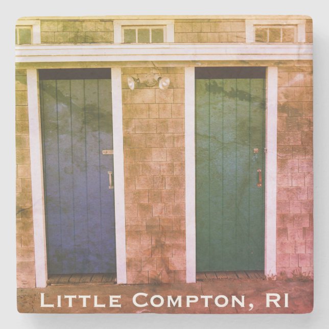 Little Compton, RI Summer Beach Bath Houses (LC) Stenunderlägg (Framsidan)