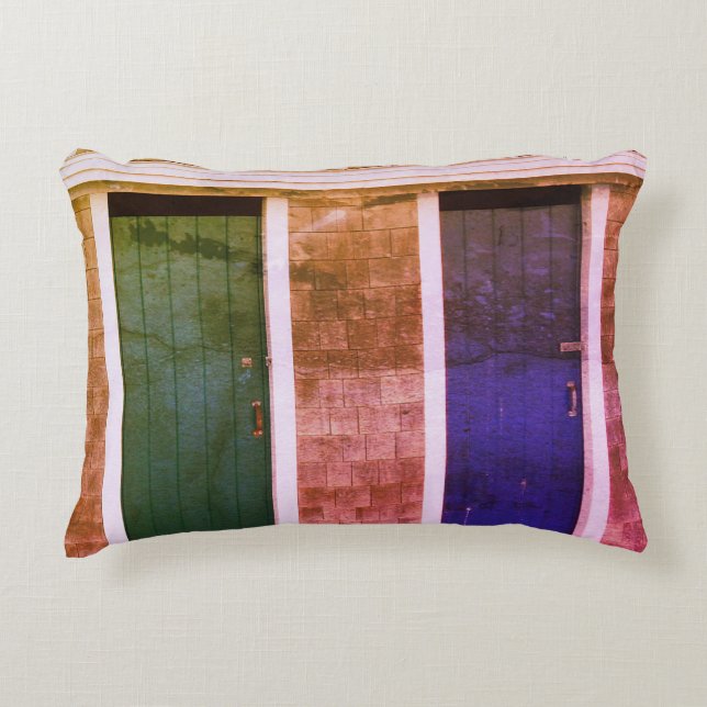 Little Compton, RI Summer Beach Cabanas (LC) Prydnadskudde (Framsidan)