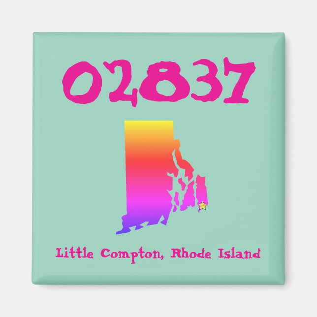 Little Compton, RI Zip Code - 02837 Pride Rainbow Magnet (Framsidan)
