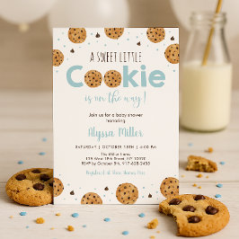 Little Cookie Blue Boy Baby Shower Inbjudningar