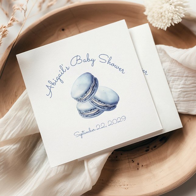Little Cookie Blue Fransk Macarons Boy Shower Pappersservett (Skapare uppladdad)