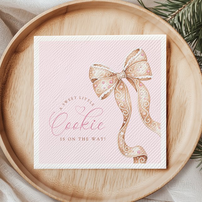 Little Cookie Bow Baby Shower Napkins Pappersservett (Skapare uppladdad)