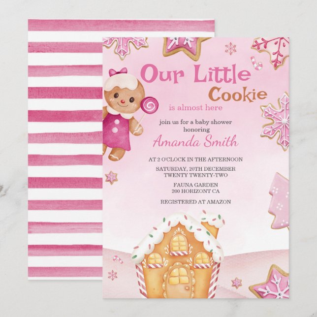 Little Cookie Winter-julen Baby Shower Inbjudningar (Fram/baksida)
