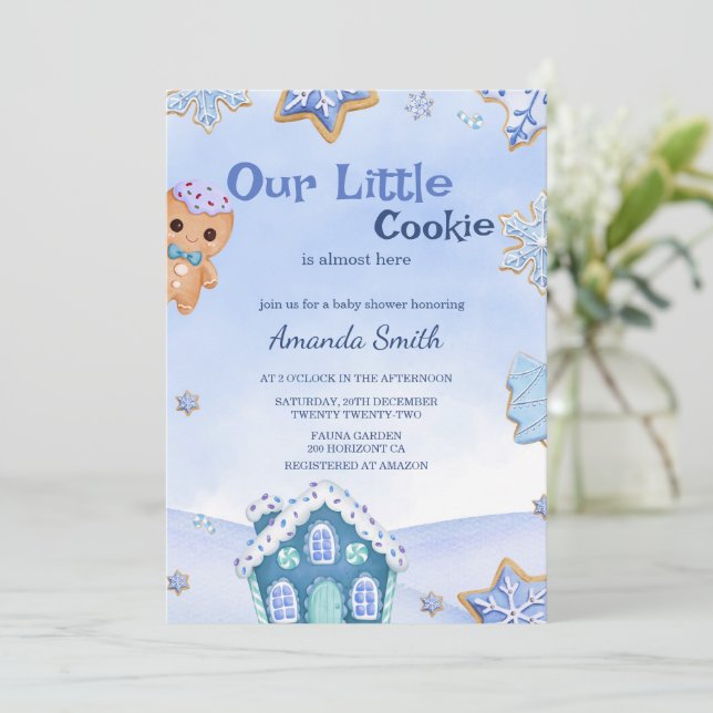 Little Cookie Winter-juljusknappen Baby Shower Inbjudningar (Stående Fram)