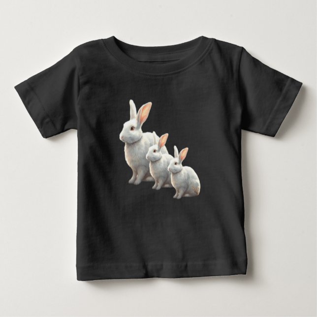 "Little Cotton Bunny Bliss: Baby Vit T-Shirt för (Framsida)