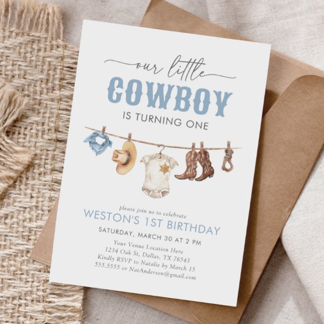 Little Cowboy 1:a födelsedagen Inbjudningar (Skapare uppladdad)