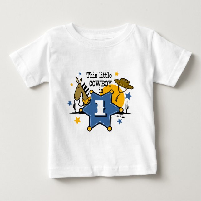 Little Cowboy 1st Birthday T-shirt (Framsida)