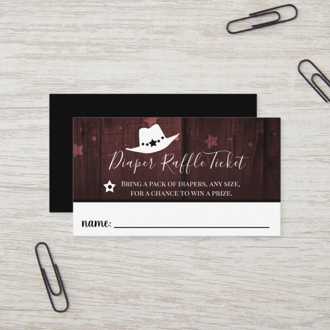 Little Cowboy Baby Shower Diaper Raffle Biljett (Fram/Back In Situ)