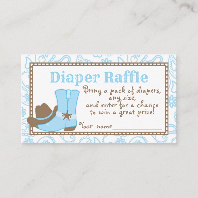 Little Cowboy Baby Shower Diaper Raffle Biljett Tilläggskort (Framsida)