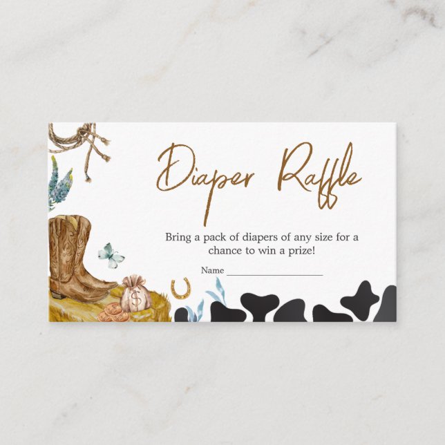Little Cowboy Baby Shower Diaper Raffle Tilläggskort (Framsida)