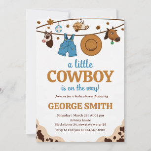 Little Cowboy Baby Shower Honoring Party Inbjudningar
