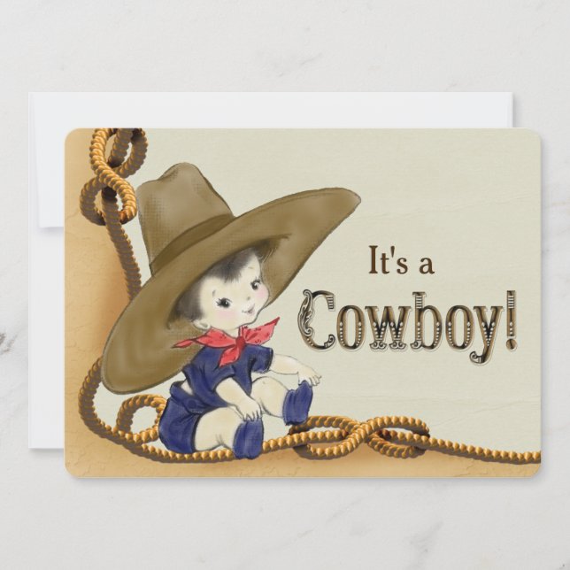 Little Cowboy Baby Shower Inbjudningar (Framsida)