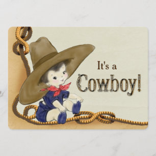 Little Cowboy Baby Shower Inbjudningar