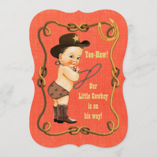 Little Cowboy Baby Shower Inbjudningar