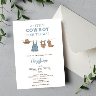 Little Cowboy Baby Shower Inbjudningar