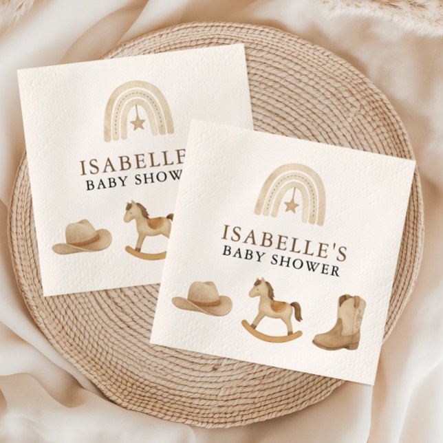 Little Cowboy Baby Shower Pappersservett (Little Cowboy Baby Shower Napkins)