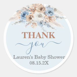 Little Cowboy Baby Shower Round Sticker Runt Klistermärke