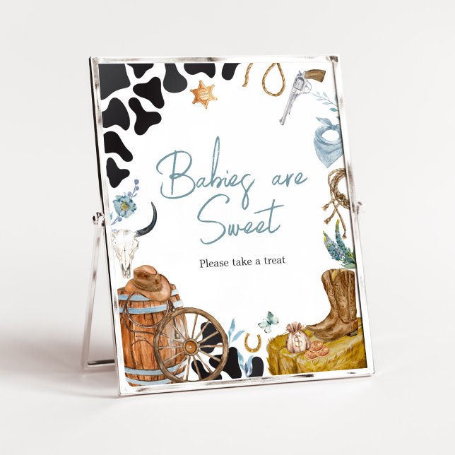 Little Cowboy Baby Shower Spädbarn är Sweet Poster (Wild West Baby Shower Babies are Sweet Sign)