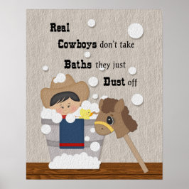 Little Cowboy Bath Time Wordart Poster