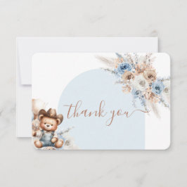 Little Cowboy Bear Baby Shower Boy thank you card Tack Kort