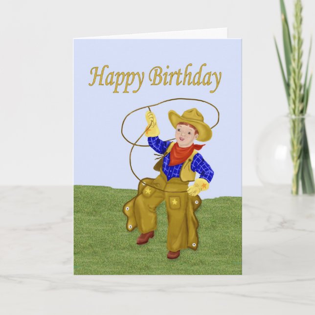 Little Cowboy Birthday Card Kort (Framsida)