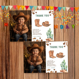 Little Cowboy Birthday Party Thank you Tack Kort