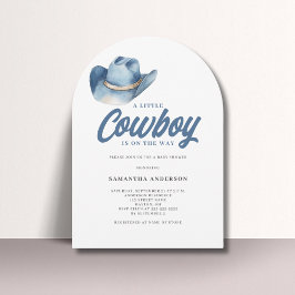 Little Cowboy Blue Western Baby Shower Inbjudningar
