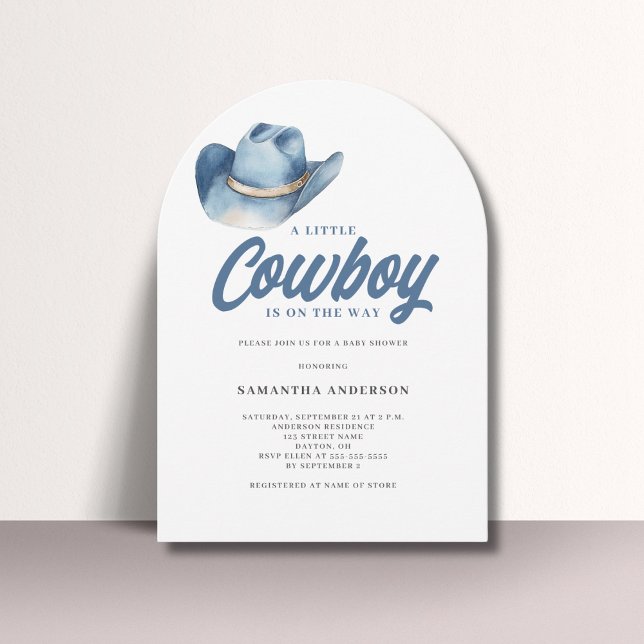 Little Cowboy Blue Western Baby Shower Inbjudningar (Skapare uppladdad)