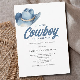 Little Cowboy Blue Western Boy Baby Shower Inbjudningar