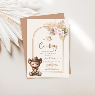 Little Cowboy Boho Baby Shower Bear boyinbjudan Inbjudningar