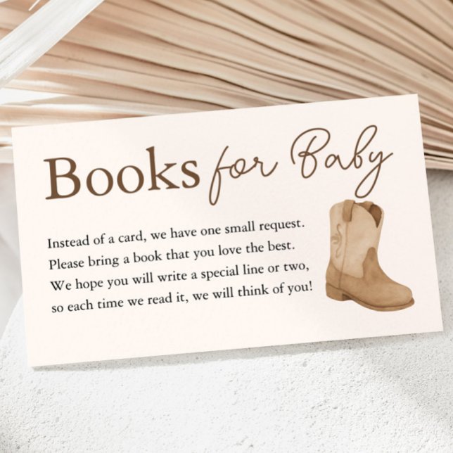 Little Cowboy Bokar for Baby Shower Tilläggskort (Little Cowboy Books for Baby Shower Enclosure Card)