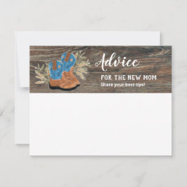 Little Cowboy Bootie Mörk Wood Advice Card Tack Kort