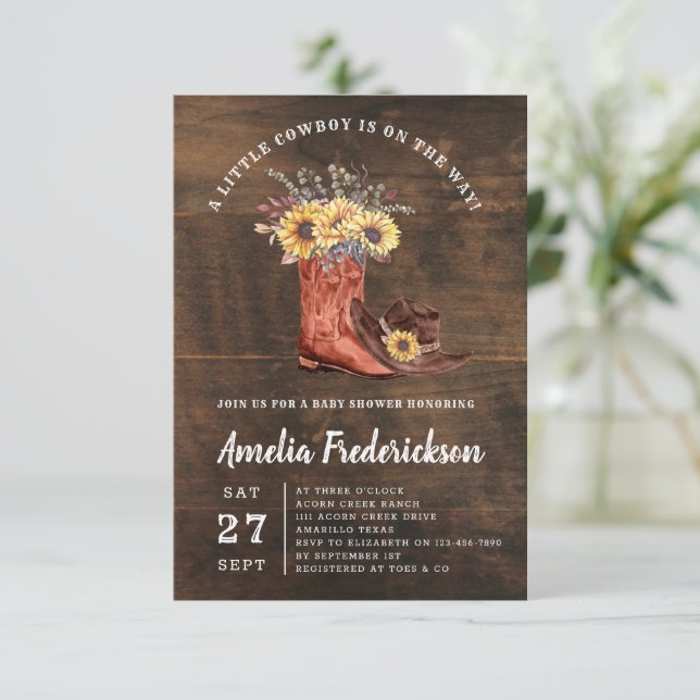 Little Cowboy Boots Baby Shower Inbjudningar (Stående Fram)