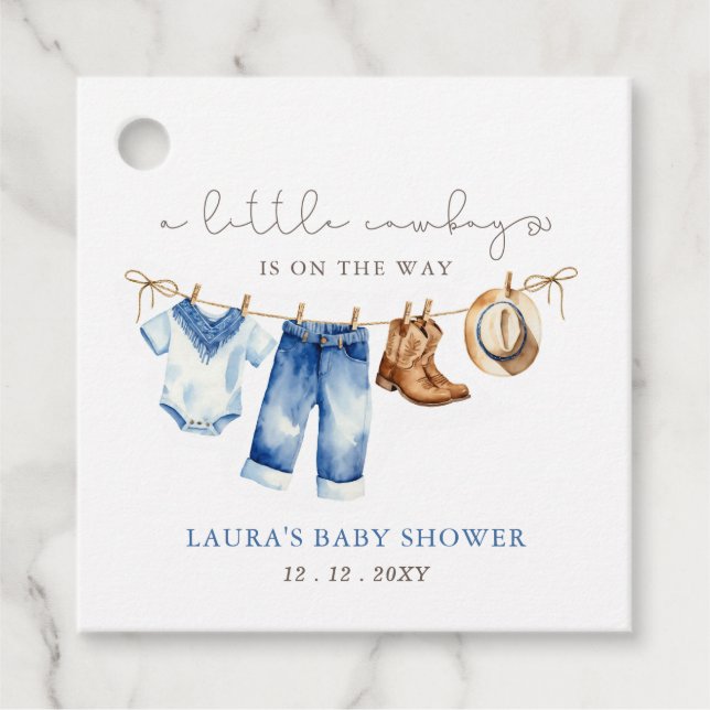Little Cowboy Boy Baby Shower Gåvor Etiketter (Framsida)