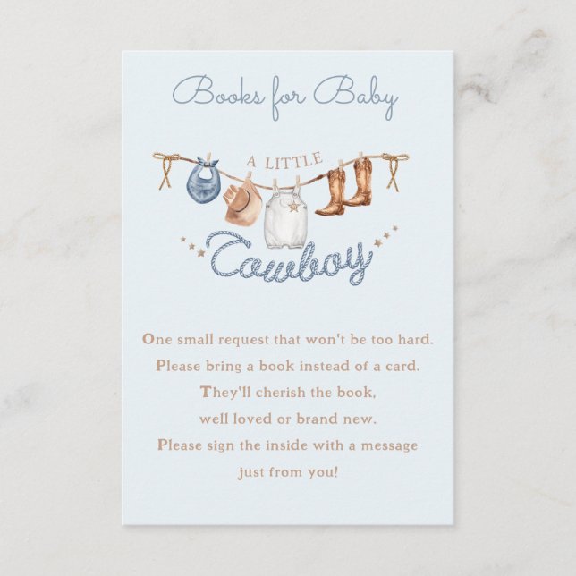 Little Cowboy Canyon Baby Shower Bok-begäran Tilläggskort (Framsida)