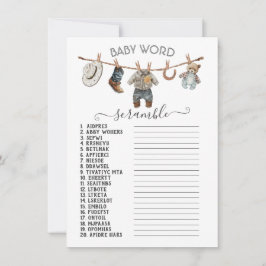 Little Cowboy Clothesline Baby Ord Scramble Inbjudningar