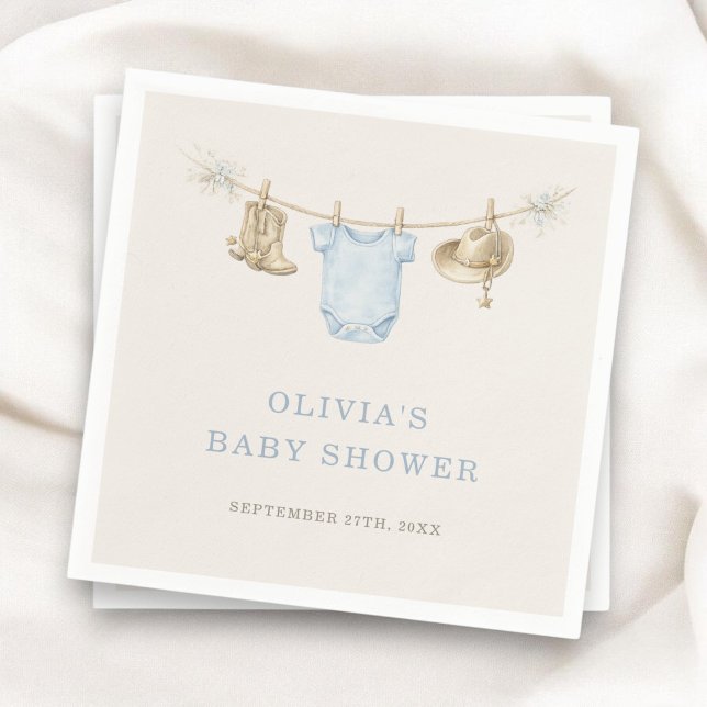 Little Cowboy Clothesline Baby Shower Party Pappersservett (Skapare uppladdad)