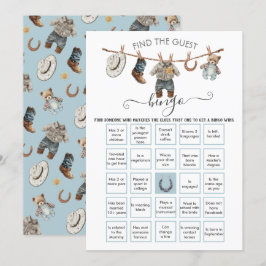 Little Cowboy Clothesline Hitta gästen BINGO Inbjudningar