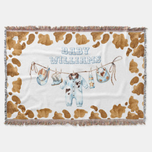 Little Cowboy Clothesline WildWest Boy Baby Shower Filt