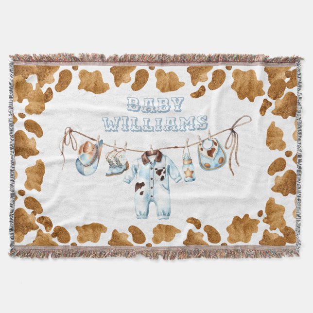 Little Cowboy Clothesline WildWest Boy Baby Shower Filt (Framsidan)