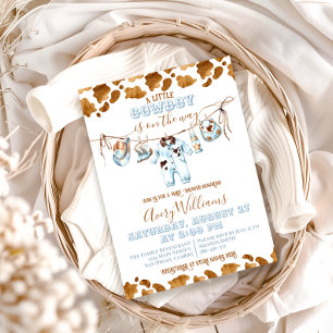Little Cowboy Clothesline WildWest Boy Baby Shower Inbjudningar