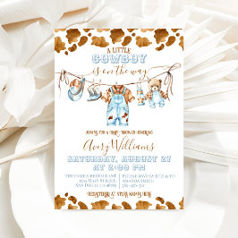 Little Cowboy Clothesline WildWest Boy Baby Shower Inbjudningar