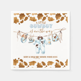 Little Cowboy Clothesline WildWest Boy Baby Shower Pappersservett